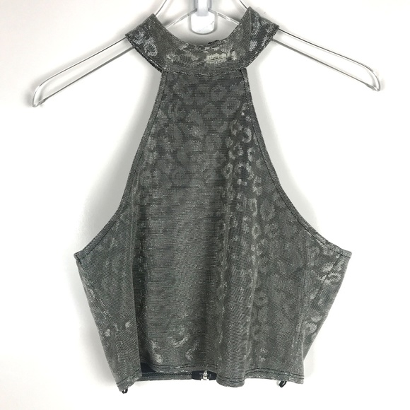 Topshop Metallic Animal Cheetah Print Crop Top - Picture 5 of 6